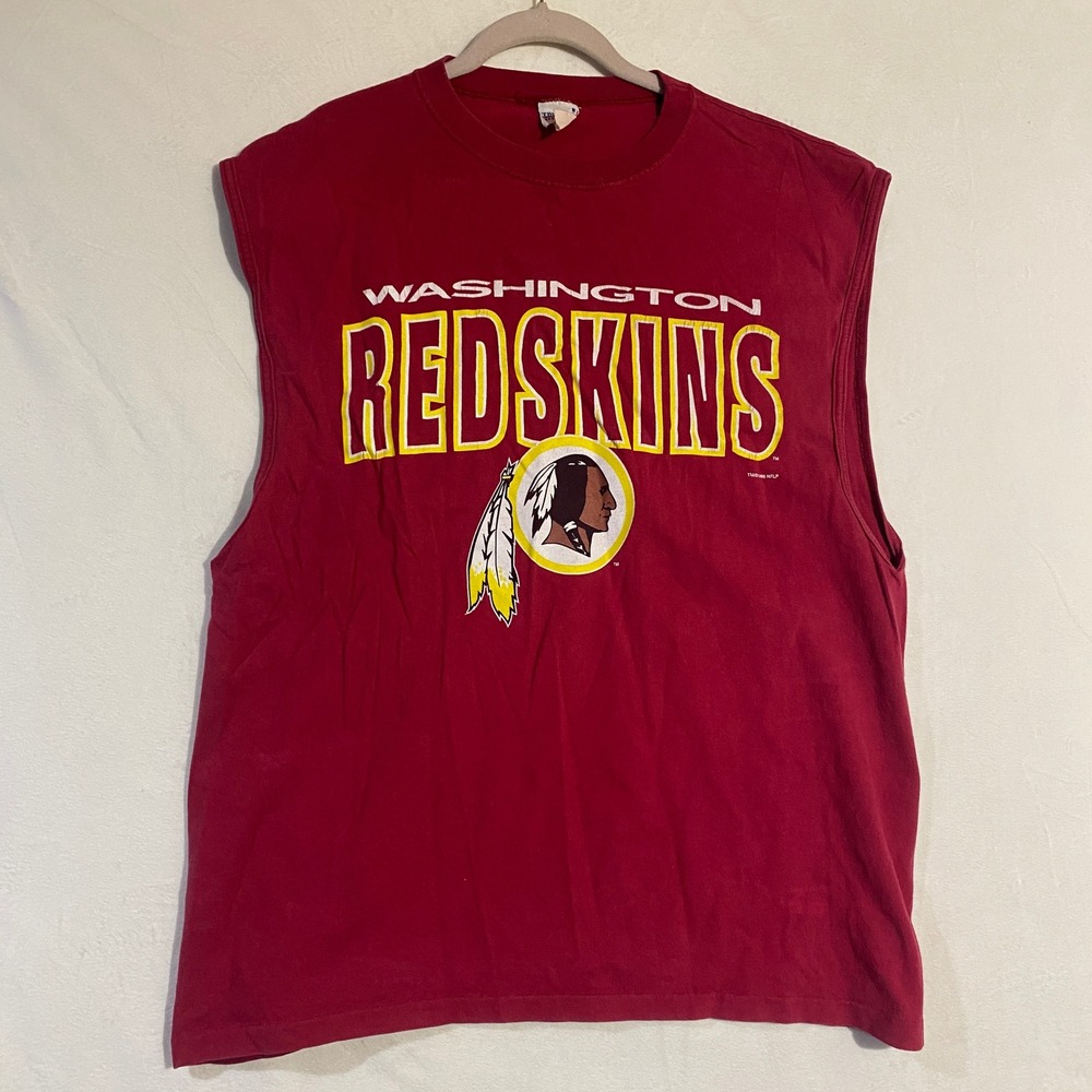 Vintage 1996 Washington Redskins Muscle Tee True-Fan Sportswear Shirt Mens L Red